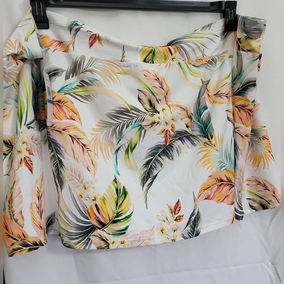 NWT Jantzen Side Slit White Tropical Print Swim Overskirt, Size 28W - Picture 4 of 9